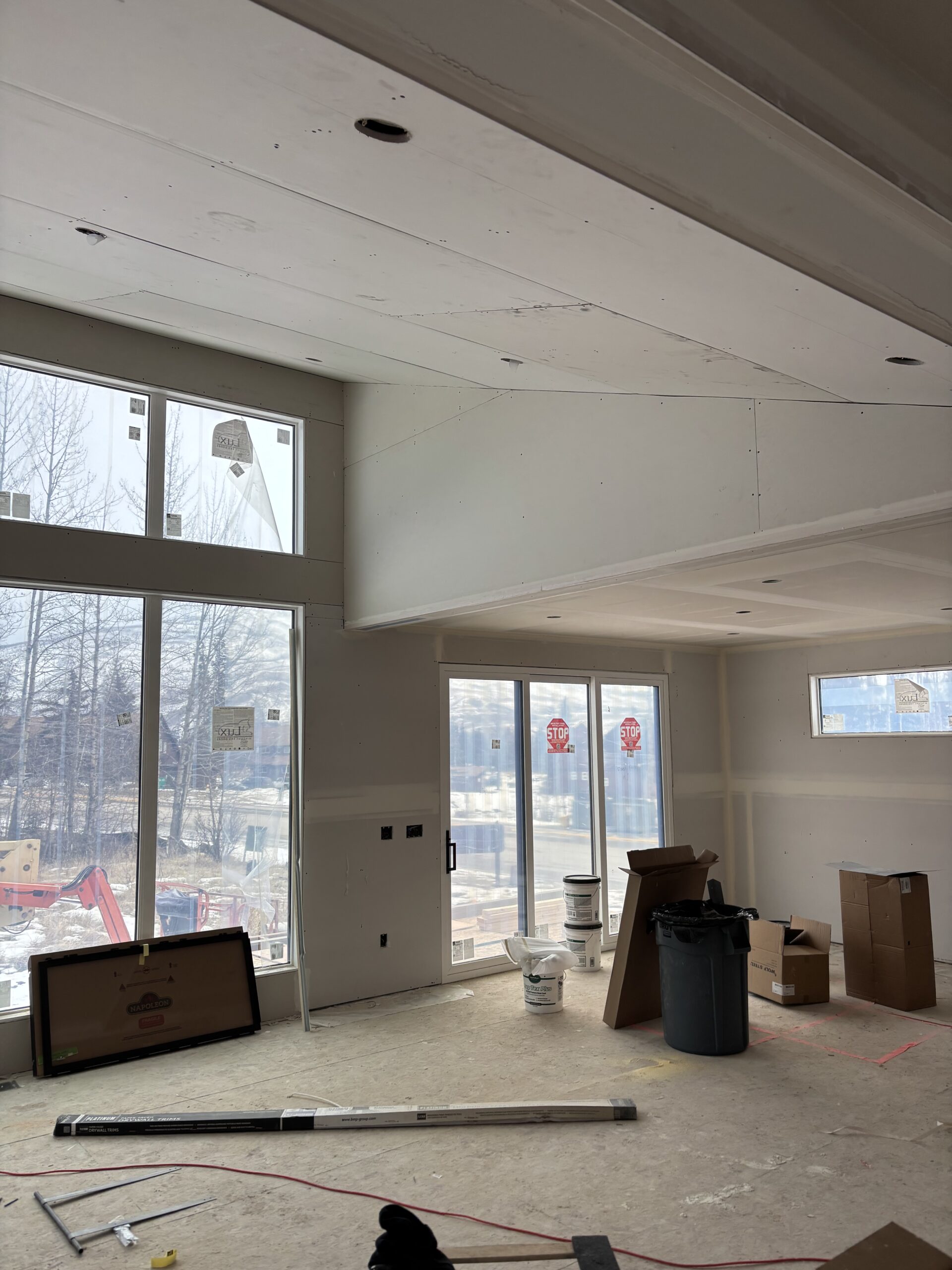 Vaulted ceiling drywall installation